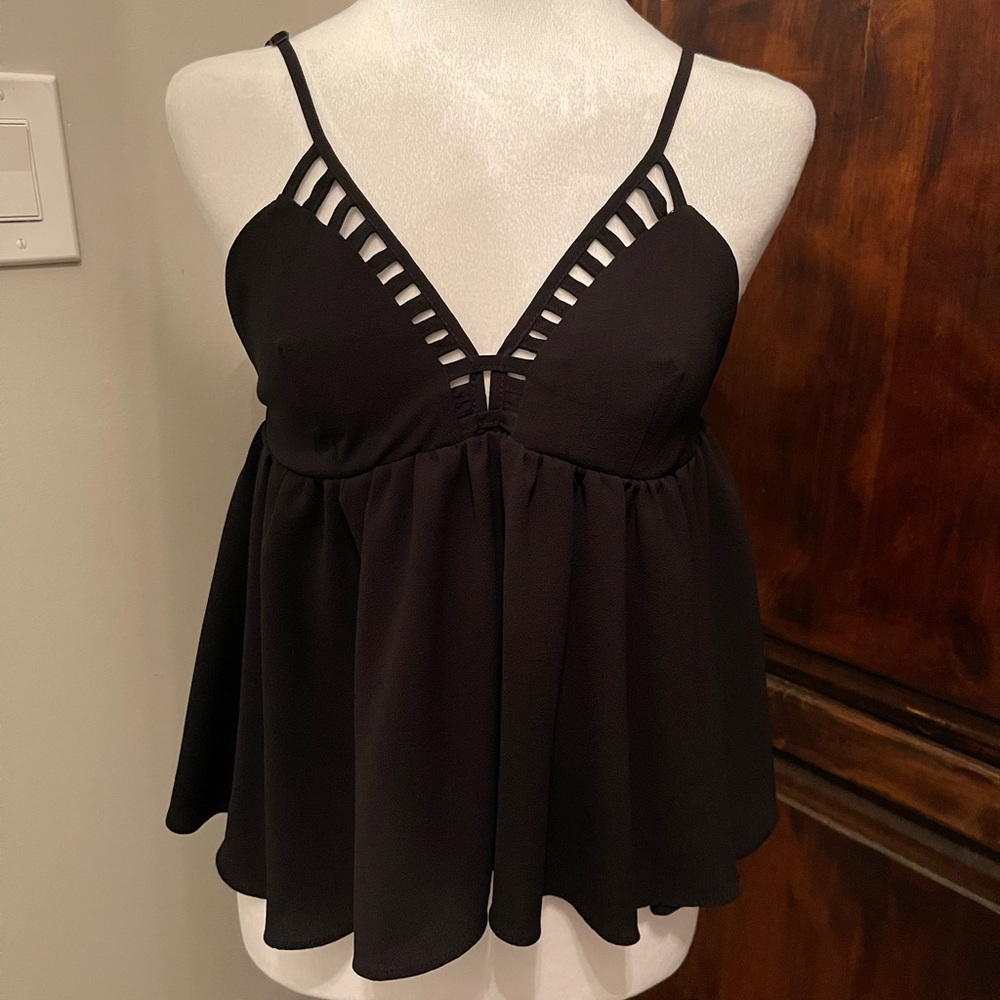Elegant Black Strappy Women's Top
